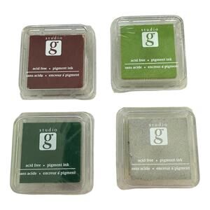 Studio G Set Of 4 Acid Free Pigment Ink Pads Green Silver Brick Red